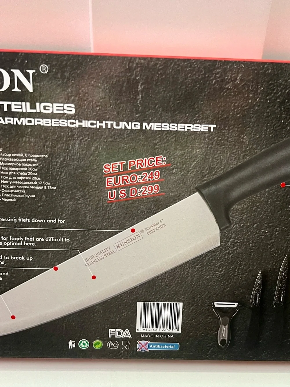 Kunsion 6pc luxury knife set w/ergonomic curved design handles - Stainless Steel